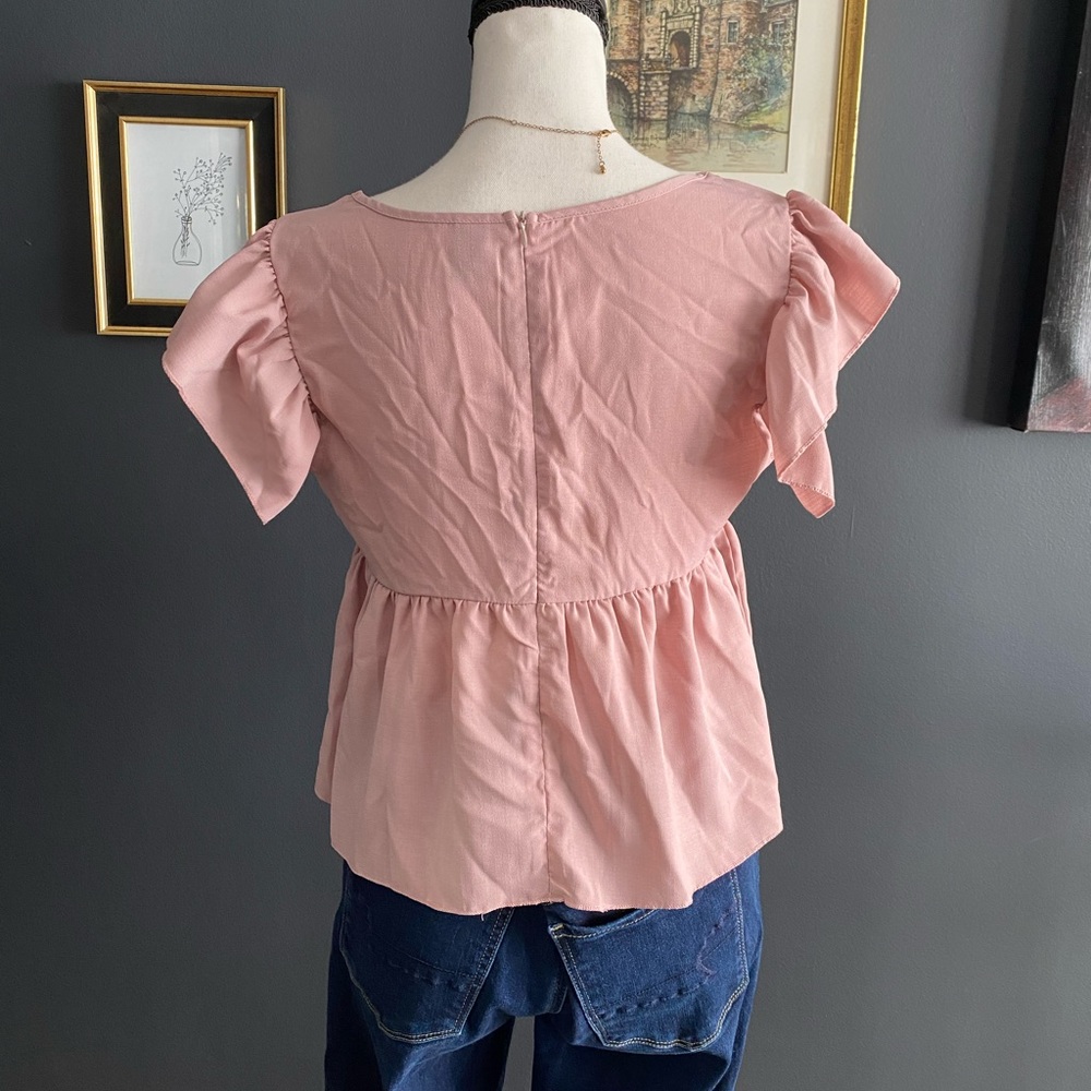 Shein Solid Ruffle Hem Top - Picture 5 of 5
